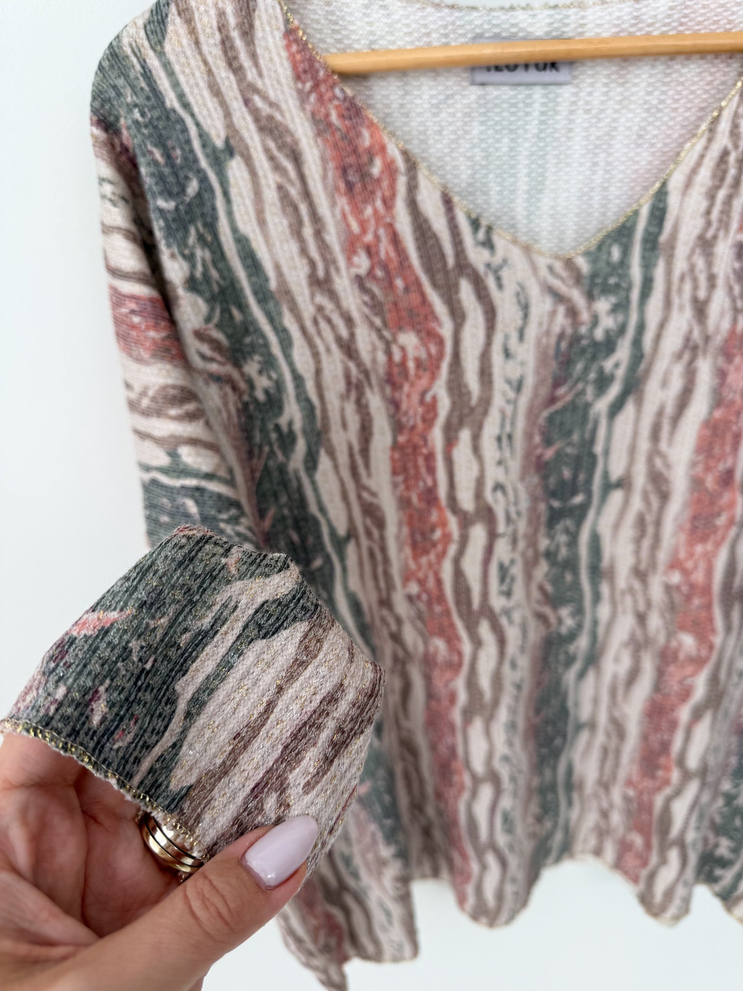 Μπλούζα πλέκτη FORS beige/khaki/brown