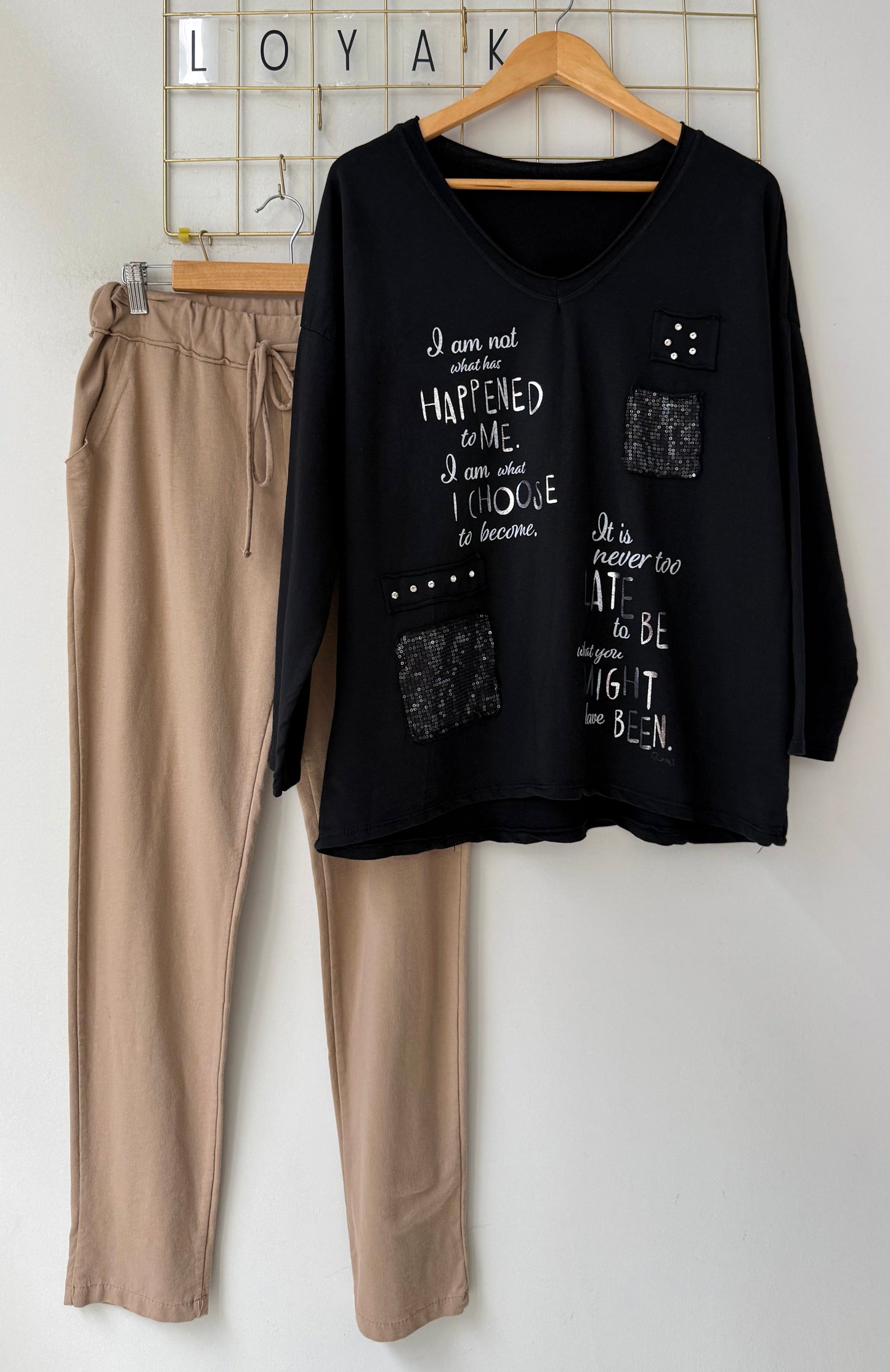 DEAL Σετ βαμβάκι black/taba