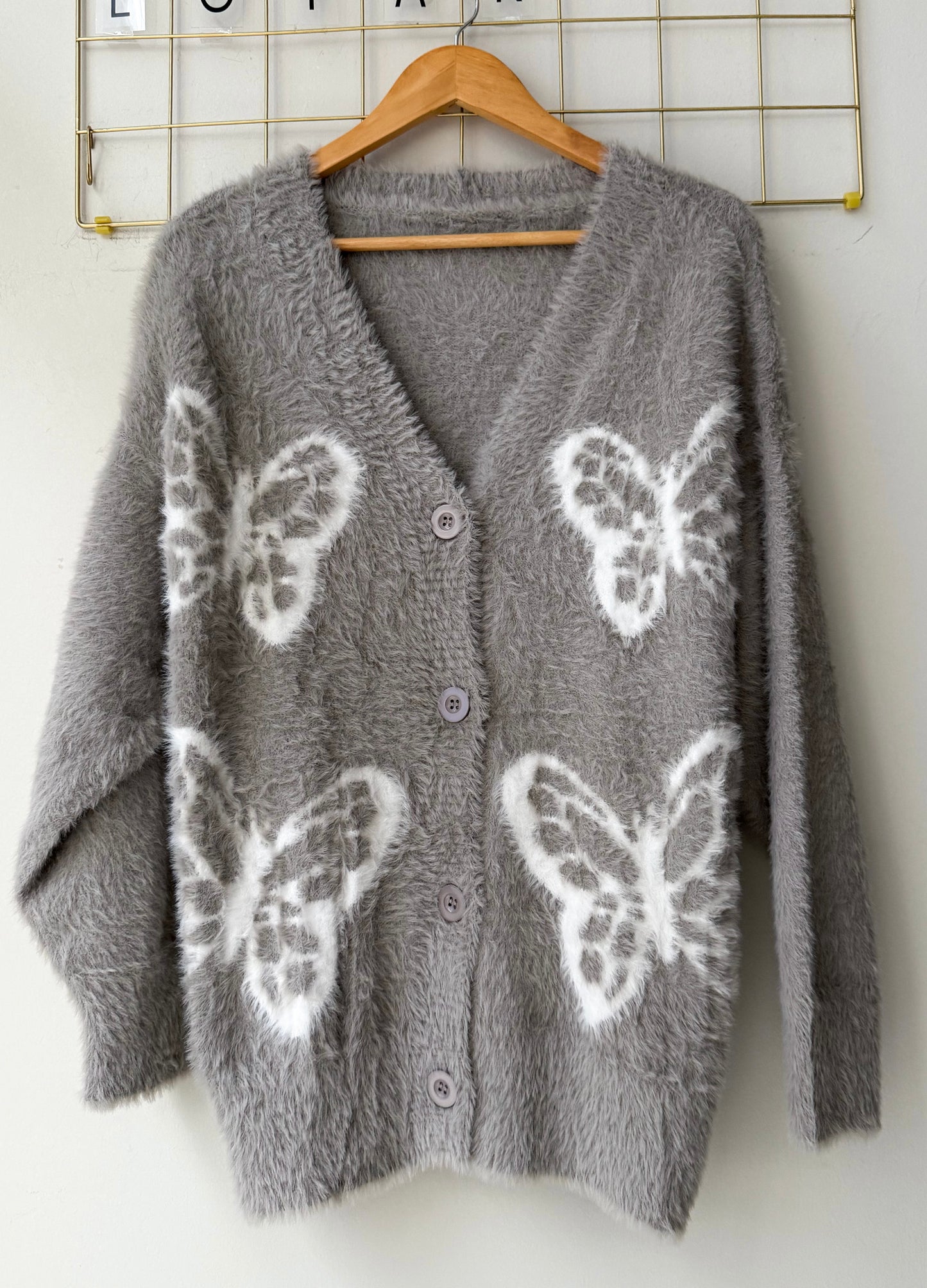 Ζακέτα πλέκτη butterfly grey