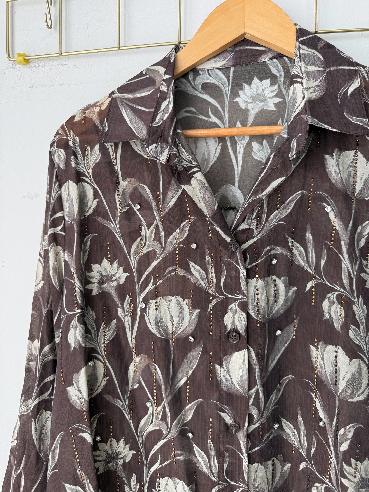 Πουκάμισο floral FLORET brown