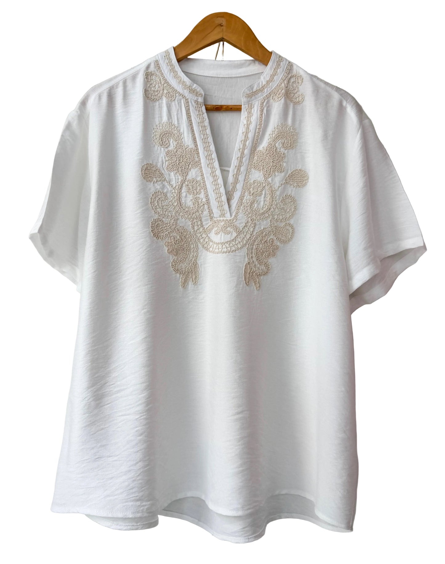 Μπλούζα με κεντημα ATIKA beige white