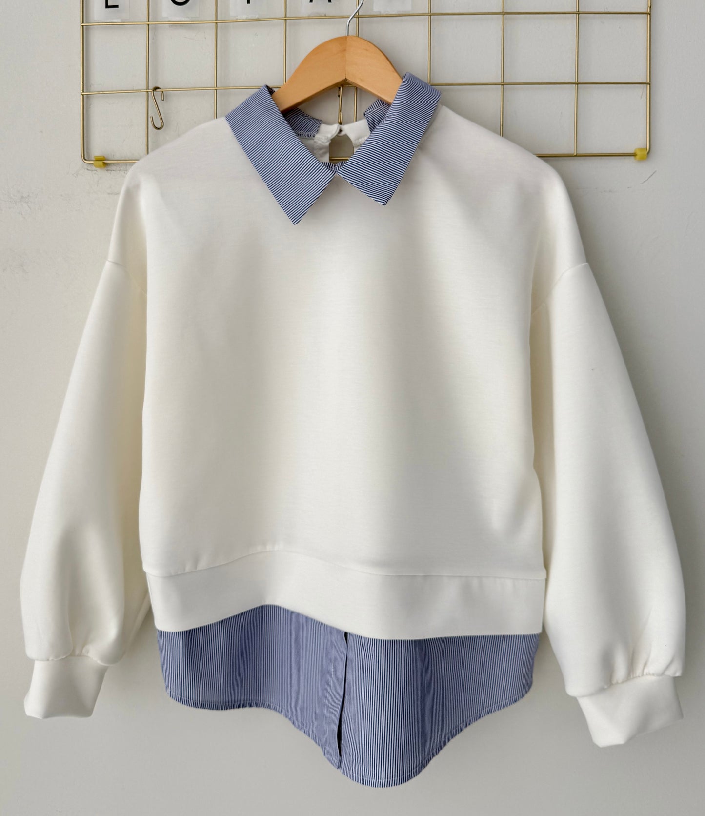 Μπλούζα βαμβάκι με ενσωματωμένο τυπου πουκαμισο ALOVE white