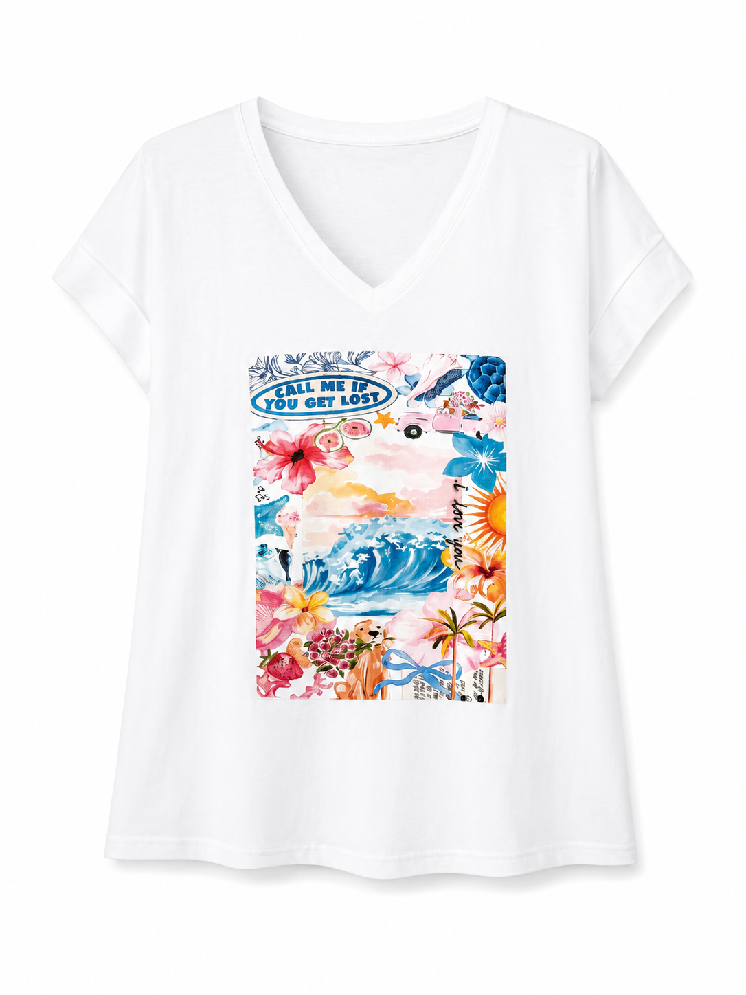 T-shirt με σχεδίο WAVES white