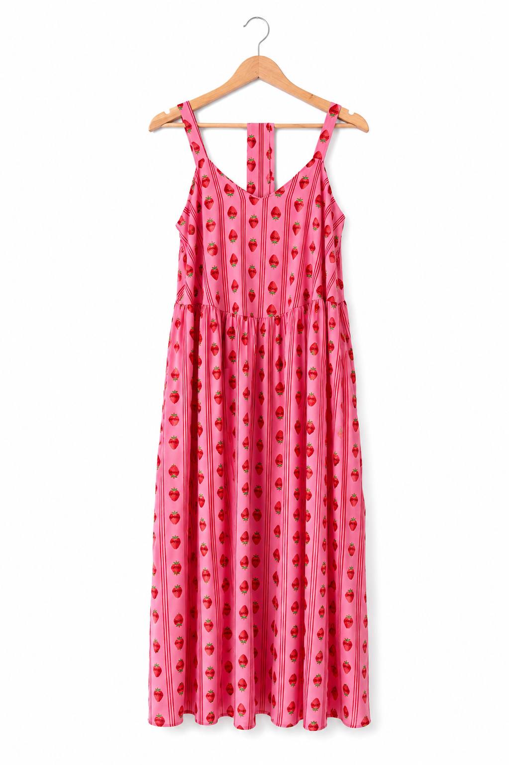 Φόρεμα μακρύ με ζώνη STRAWBERRIES pink
