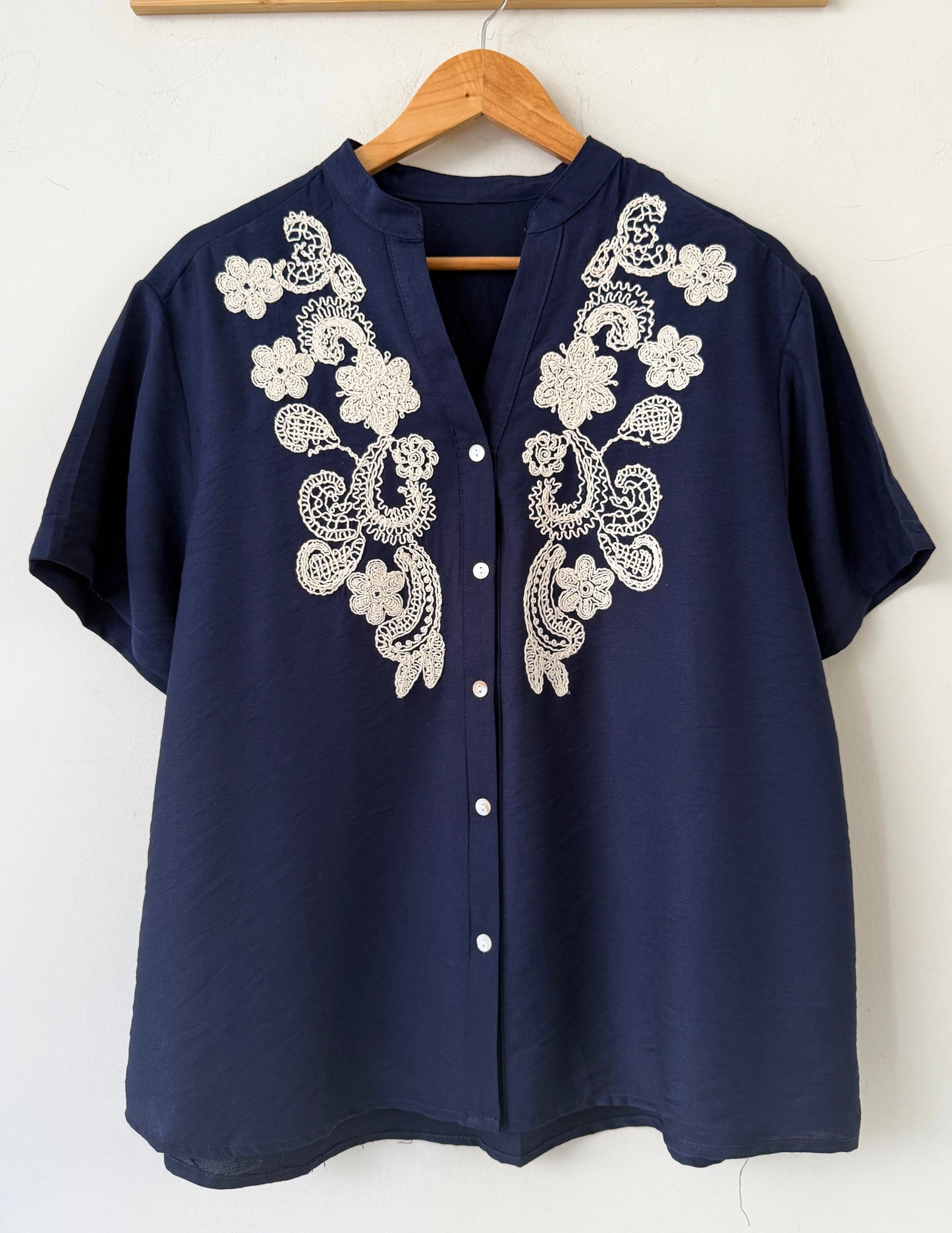 Πουκάμισο με κεντημα PILI navy blue