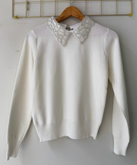 Μπλούζα με κεντημένο γιακά LIBRE off white