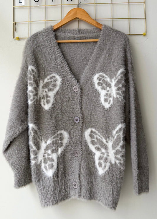 Ζακέτα πλέκτη butterfly grey