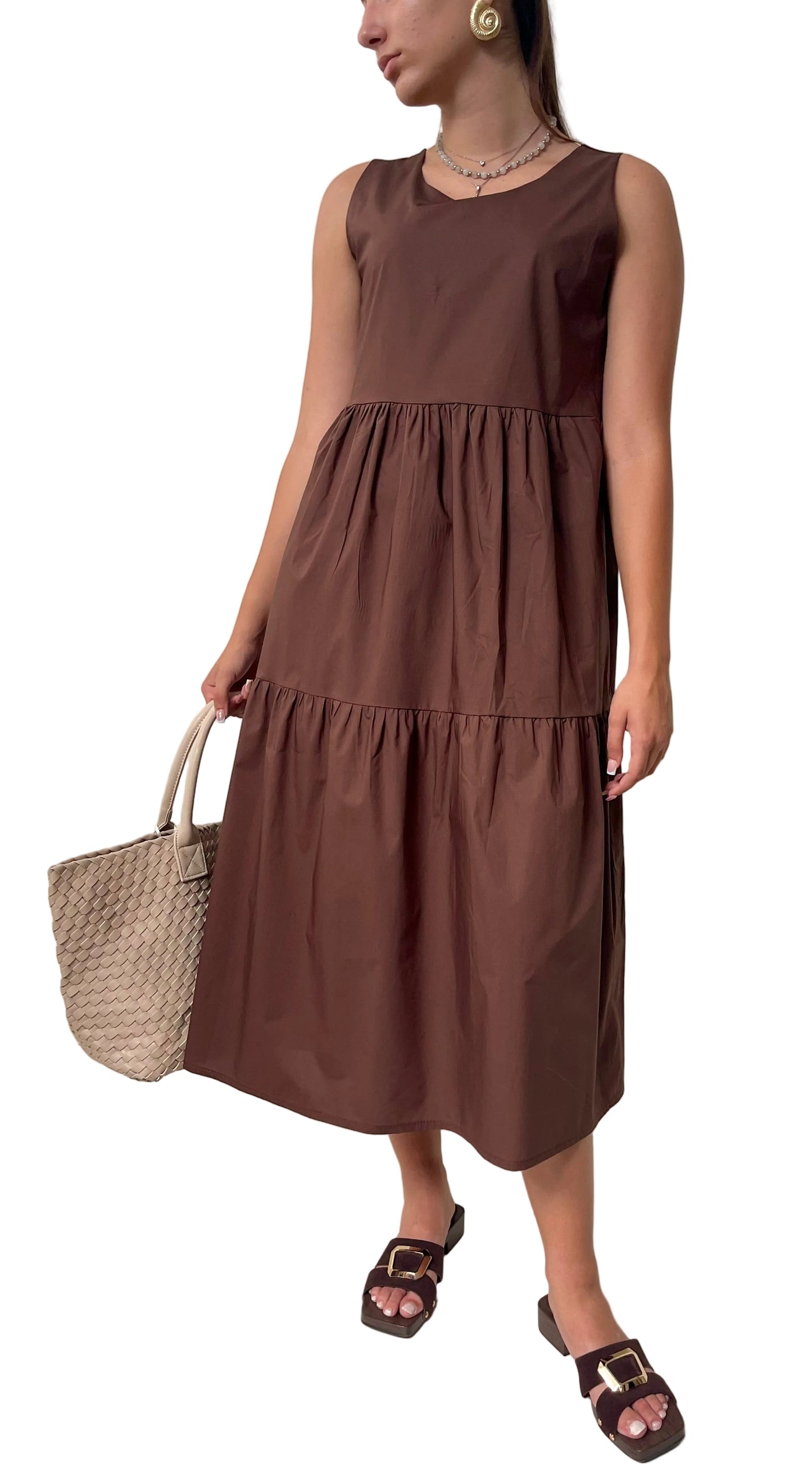 Φόρεμα ποπλίνα CISTO brown