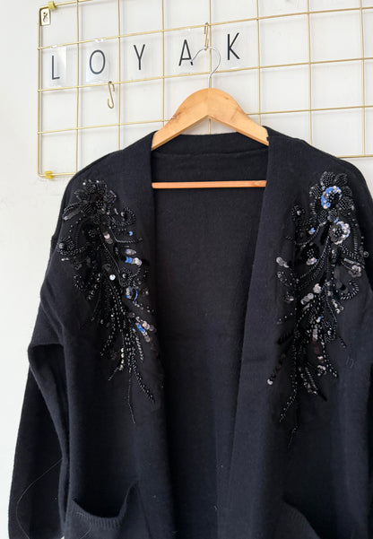 Ζακέτα πλέκτη με κεντημα DAFIO black