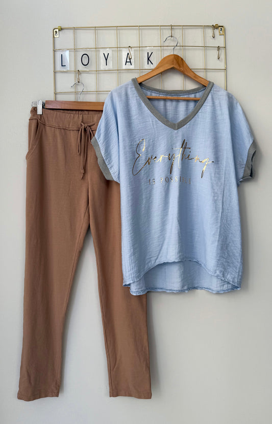 DEAL Σετ βαμβάκι possible light blue/taba