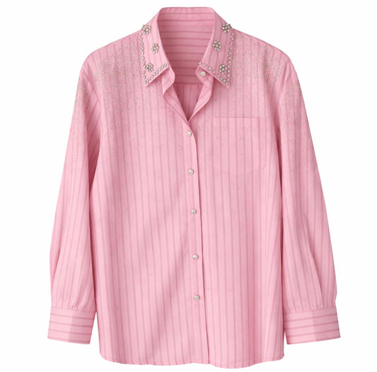 Πουκάμισο με στρας VICTORY pink