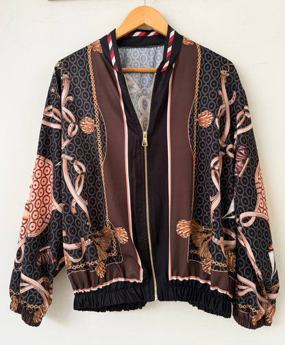 Bomber τζάκετ εμπριμέ BETTY black/brown