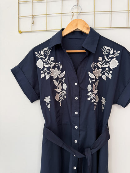 Φόρεμα midi με κεντημα ANCORA navy blue