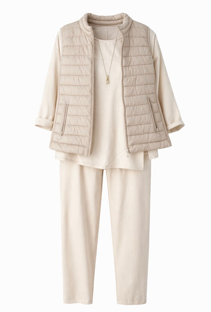 Σετ FIONA beige + αμάνικο MISS beige