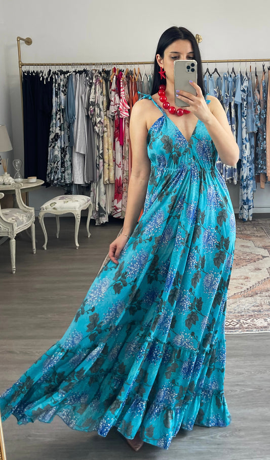 Φόρεμα floral AZOUR turquoise