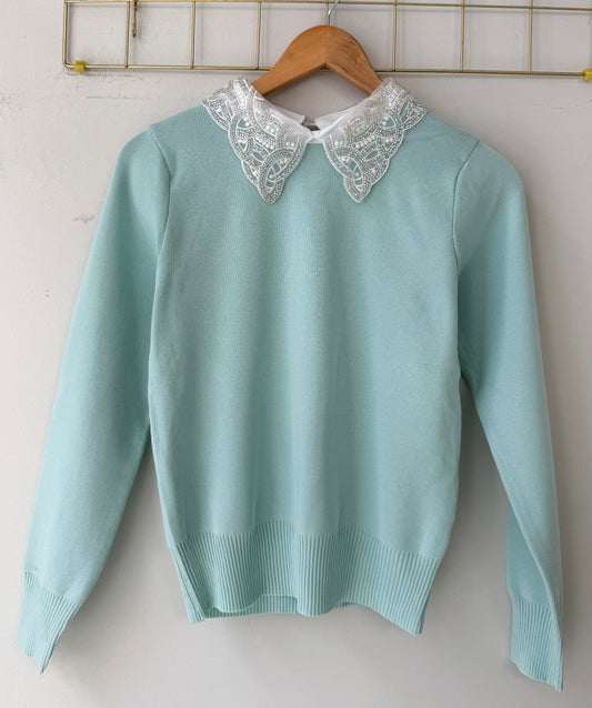 Μπλούζα με κεντημένο γιακά LIBRE mint