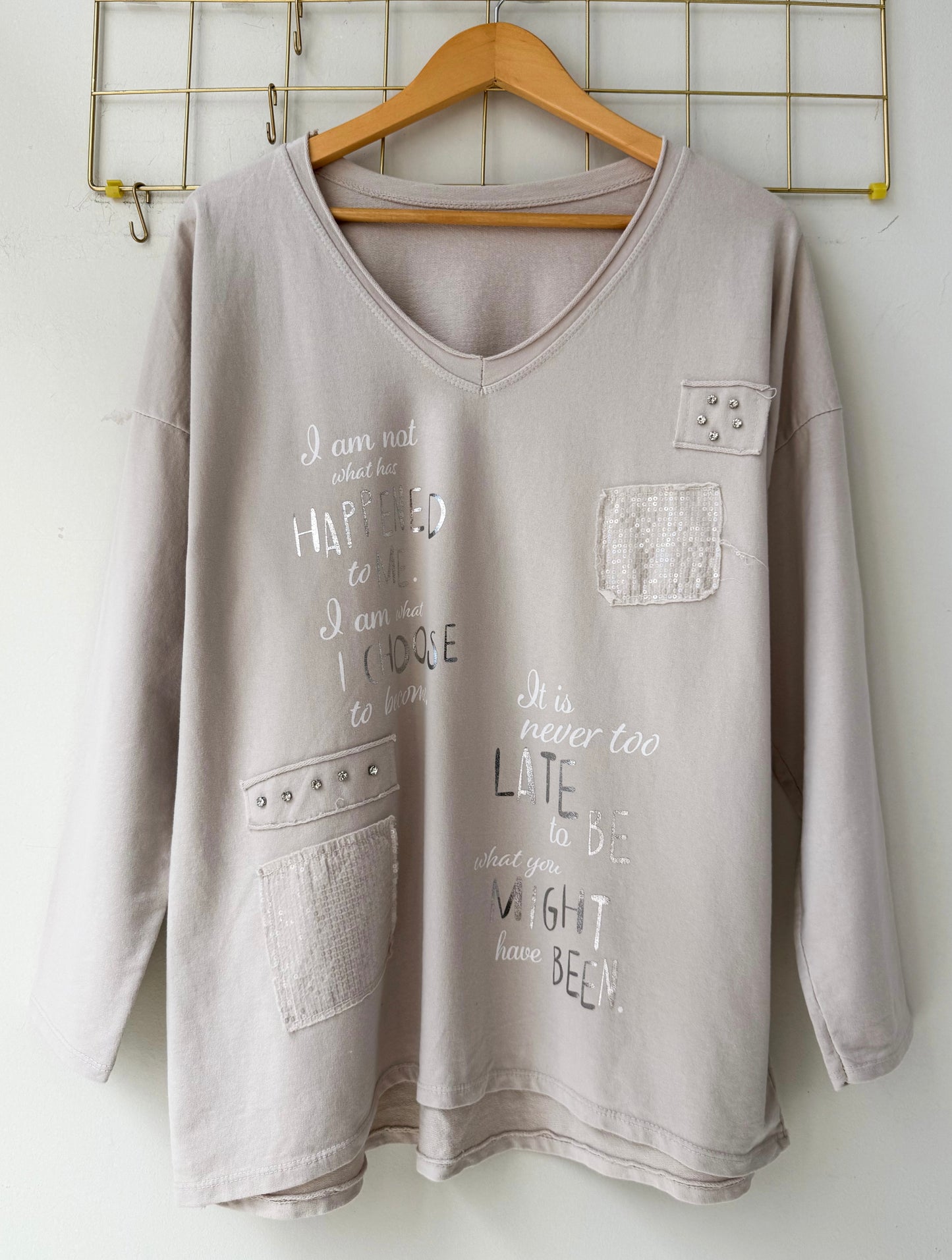 Μπλουζα βαμβάκι HAPPEN beige