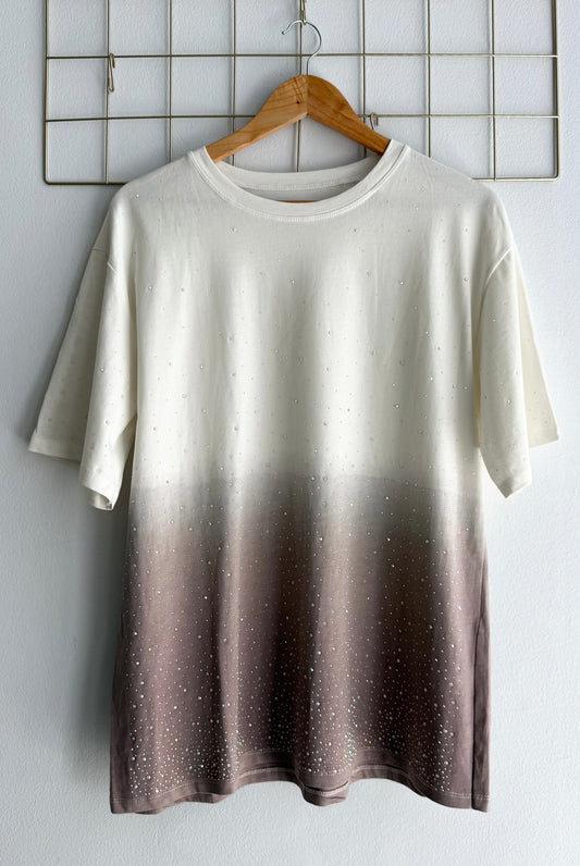 T-shirt OMBRE off white/brown