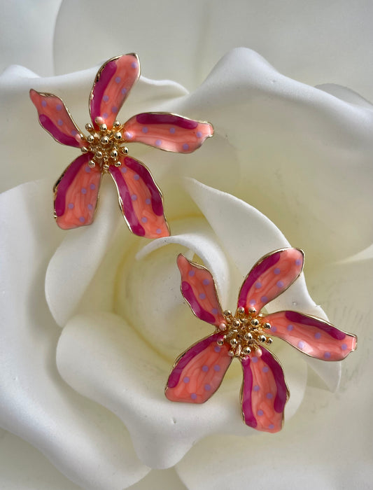 Σκουλαρίκια IRIS pink/gold