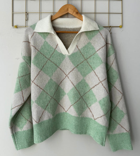 Μπλούζα πλεκτή με γιακά ADVA Green