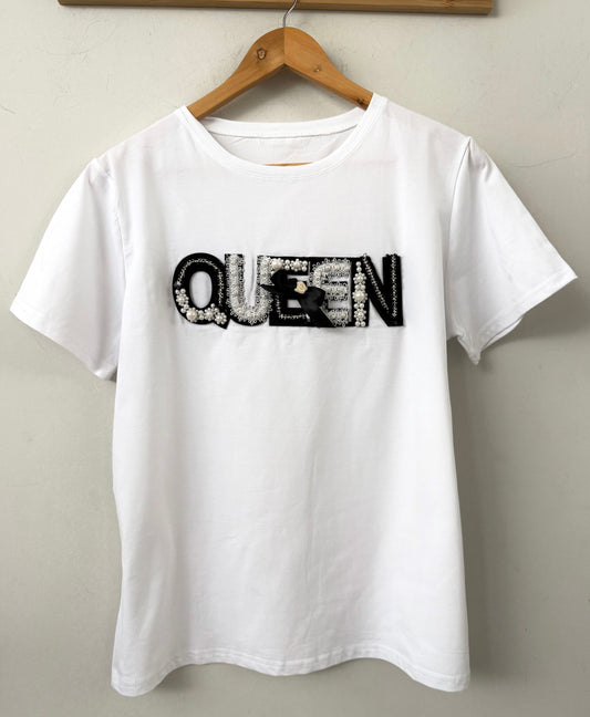 T-shirt με σχεδίο QUEEN white