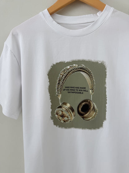 T-shirt με σχεδίο HEADPHONES white