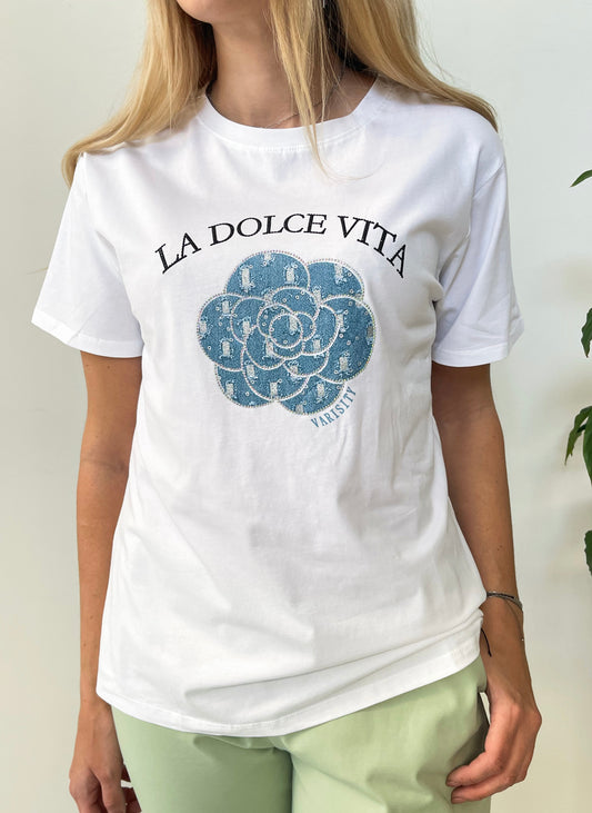 T-shirt με σχεδίο DOLCE VITA white