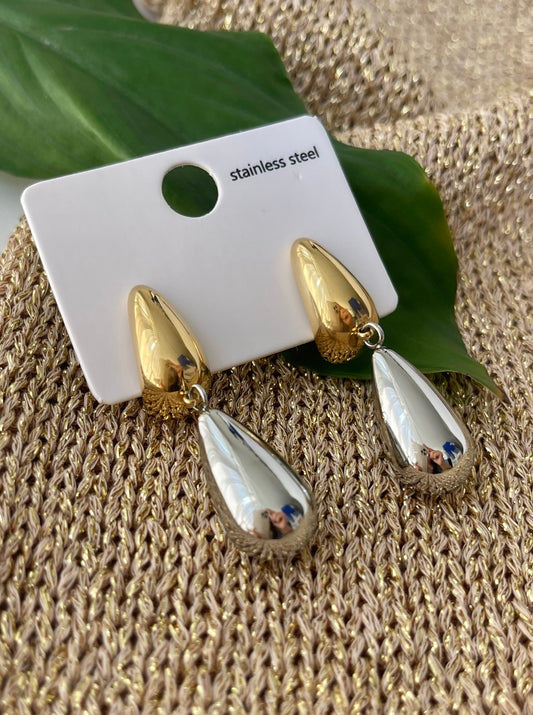 Σκουλαρίκια RAINDROP silver/gold