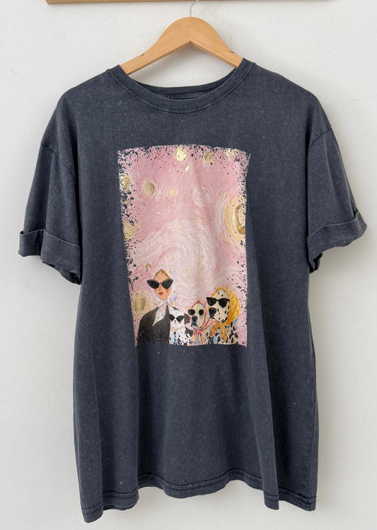 T-shirt με σχεδίο THE CREW off black