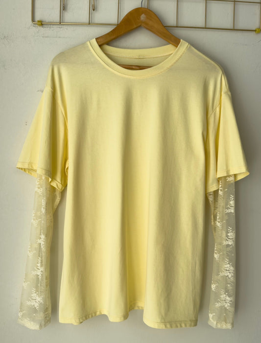 Μπλούζα με δαντέλα στα μανίκια CAROL yellow