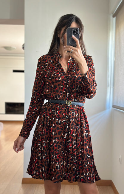 Φόρεμα midi σεμιζιε brown