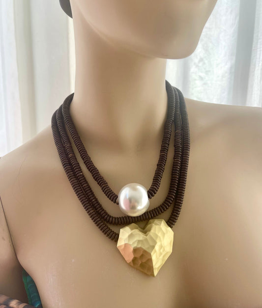Κολιέ Heart & Pearl
