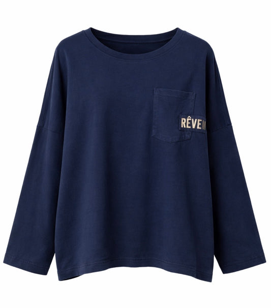 Μπλουζα βαμβάκι REVEUR navy blue