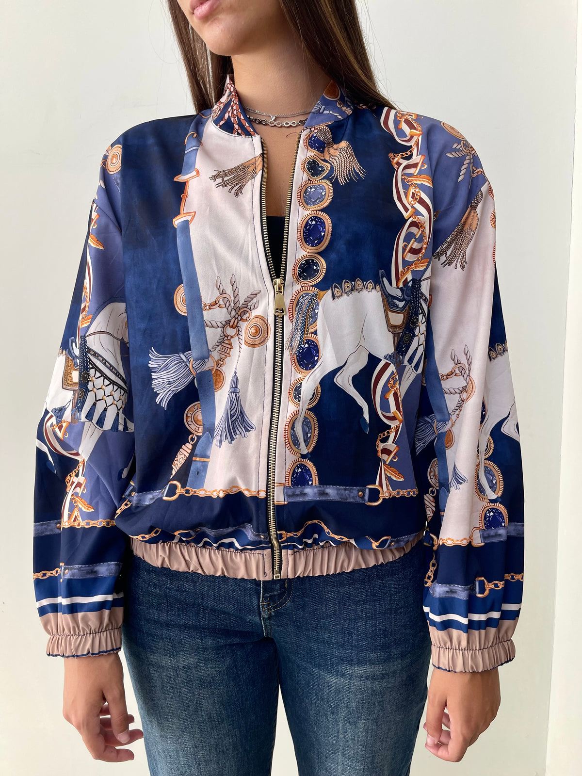 Bomber τζάκετ εμπριμέ MARINE blue