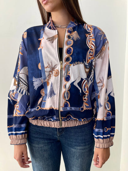 Bomber τζάκετ εμπριμέ MARINE blue