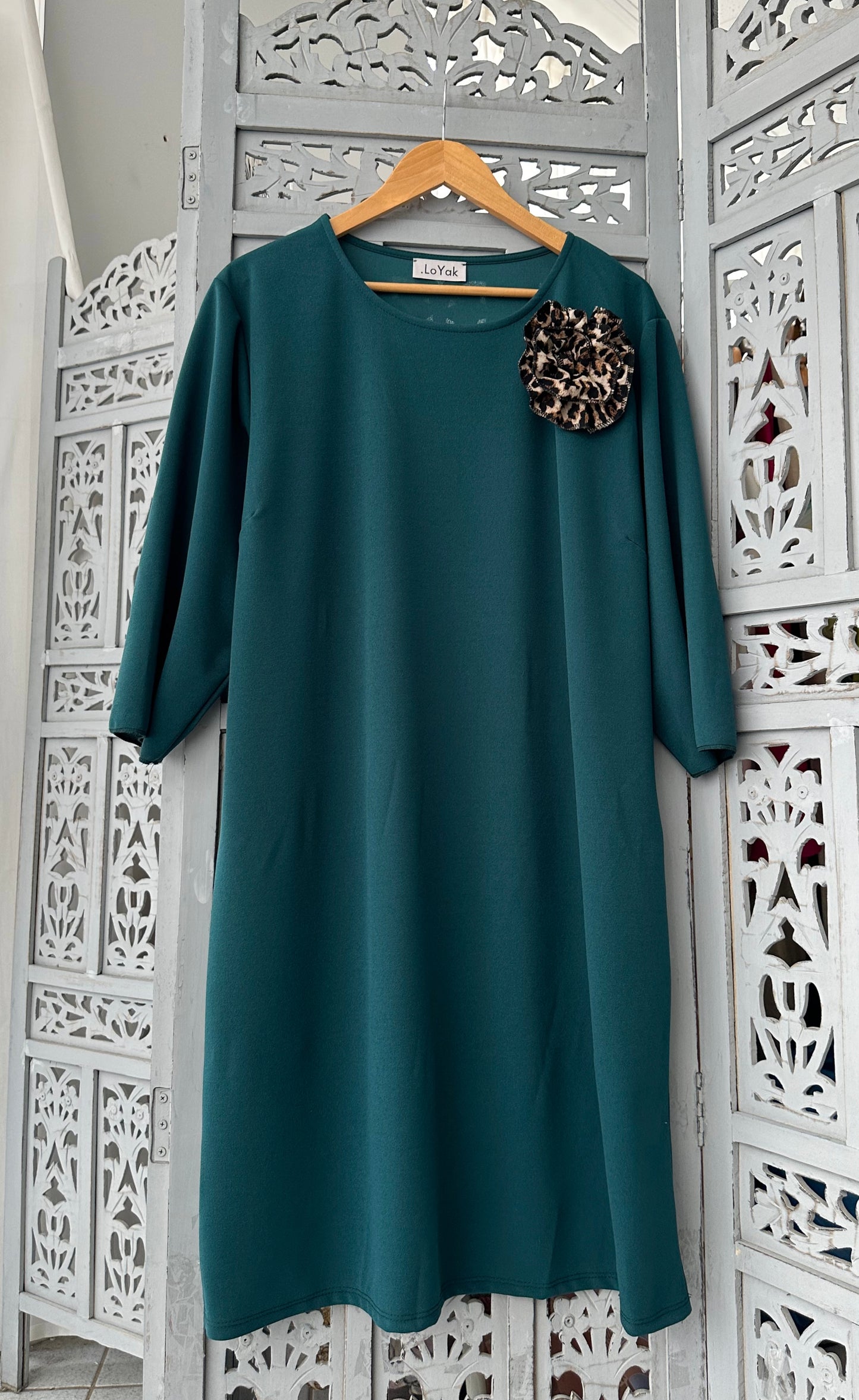 Φόρεμα midi oversize κρεπ green