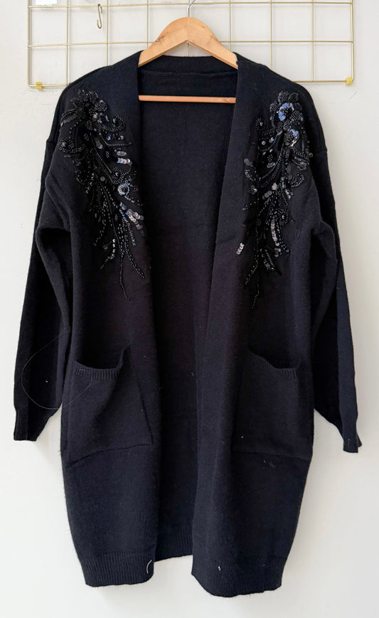 Ζακέτα πλέκτη με κεντημα DAFIO black