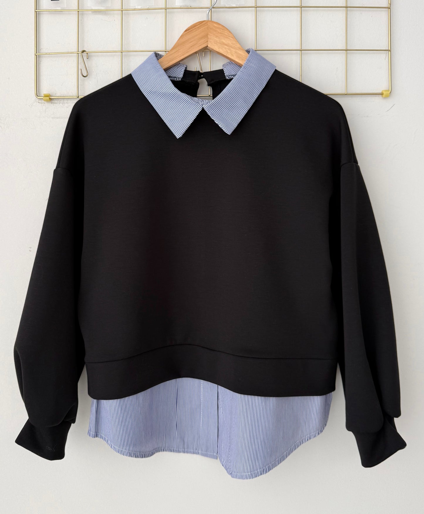 Μπλούζα βαμβάκι με ενσωματωμένο τυπου πουκαμισο ALOVE black