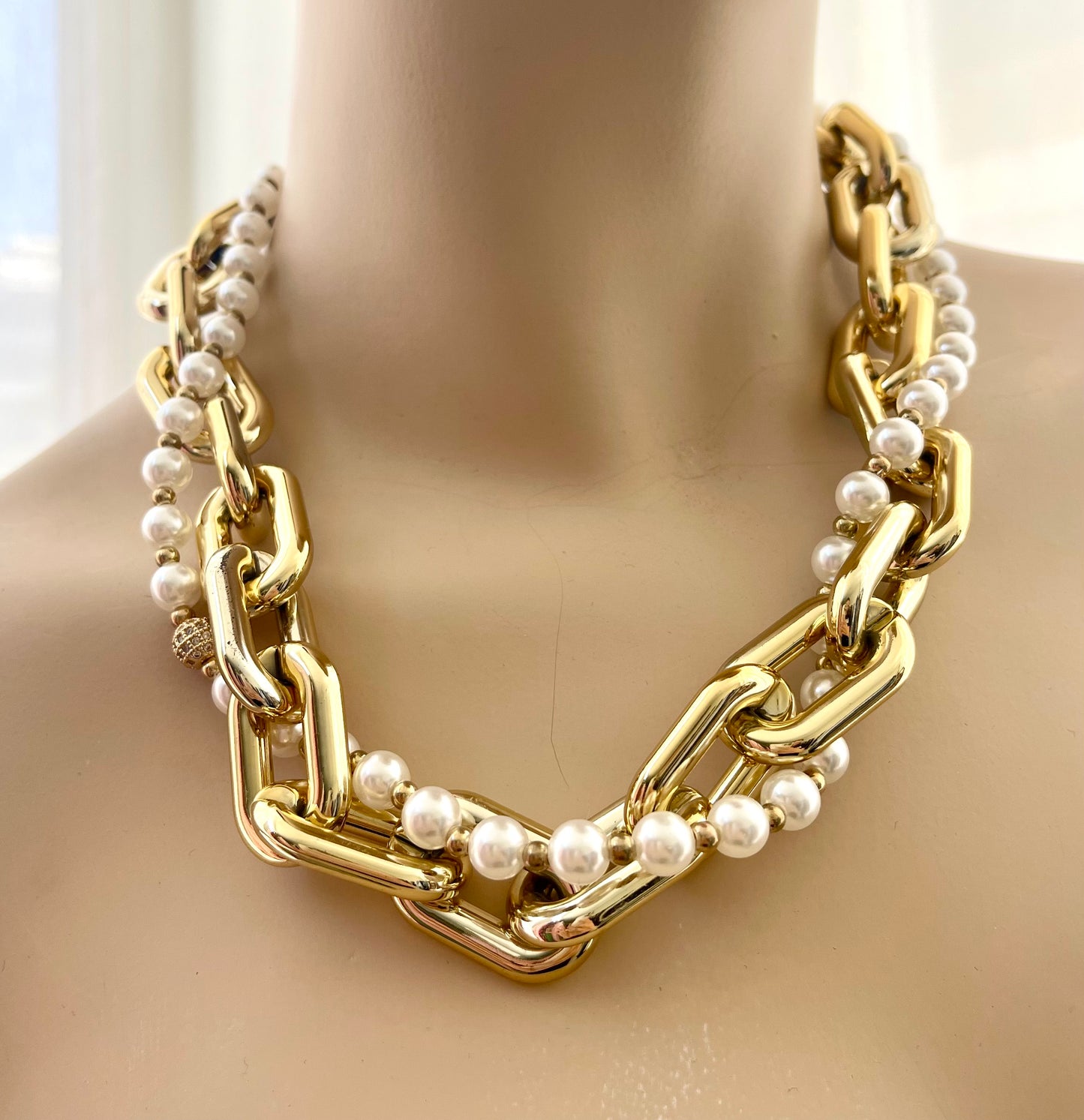 Κολιέ PEARL/CHAIN gold