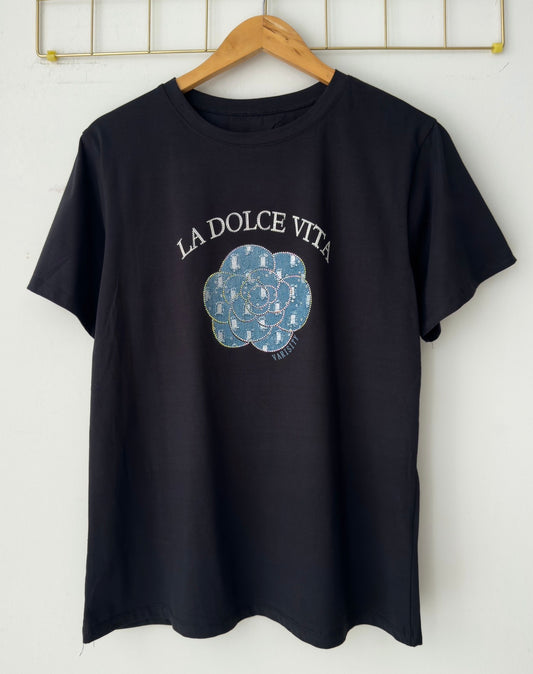 T-shirt με σχεδίο DOLCE VITA black