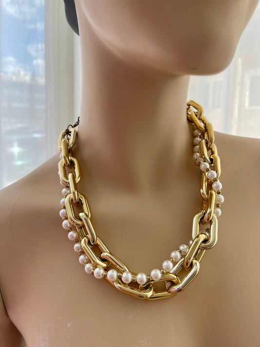 Κολιέ PEARL/CHAIN gold