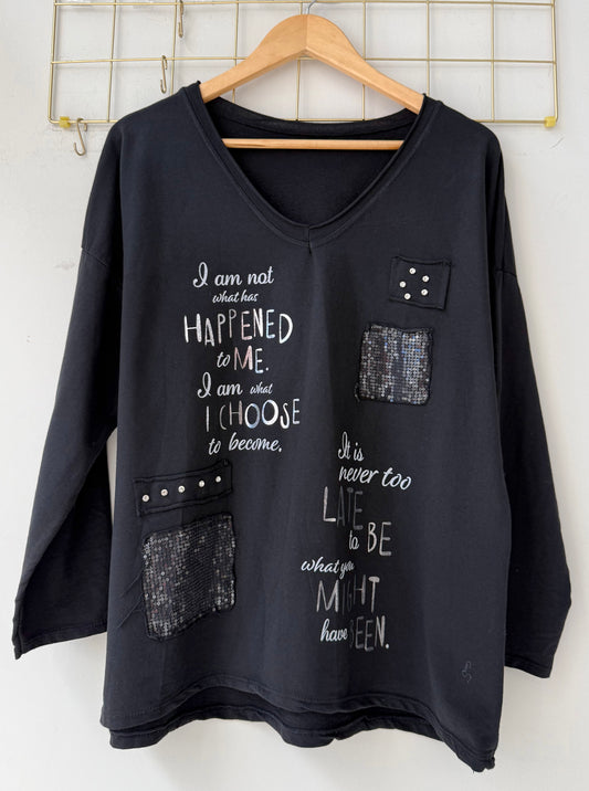 Μπλουζα βαμβάκι HAPPEN black