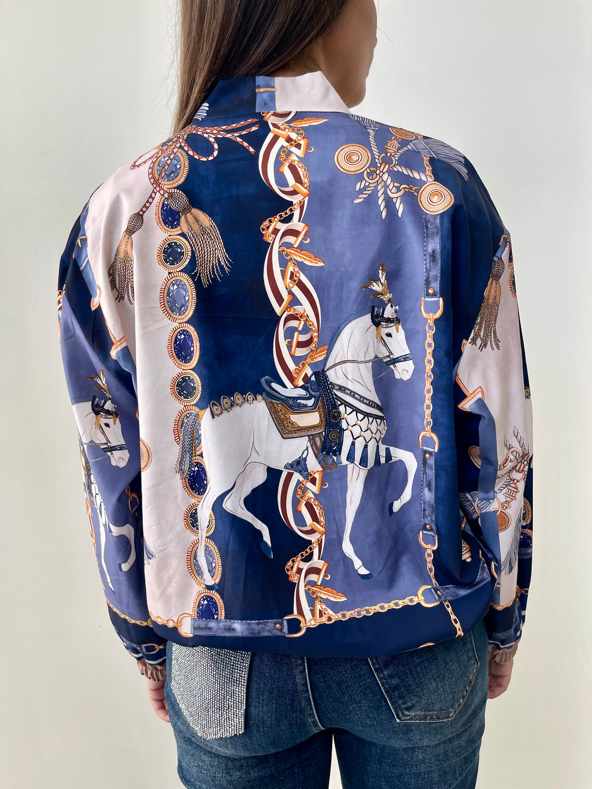 Bomber τζάκετ εμπριμέ MARINE blue