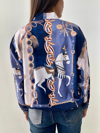 Bomber τζάκετ εμπριμέ MARINE blue