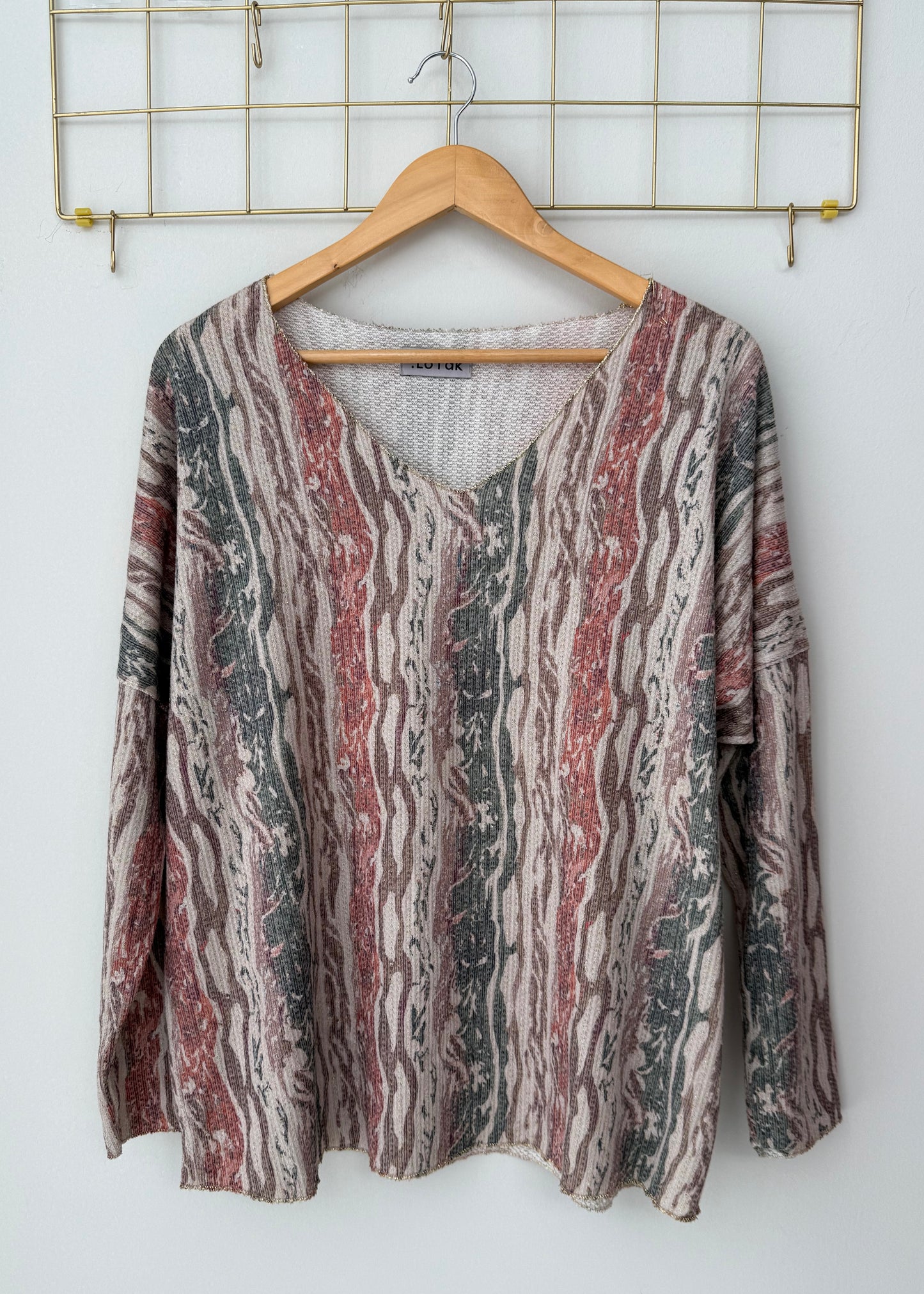 Μπλούζα πλέκτη FORS beige/khaki/brown