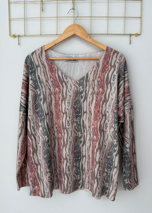 Μπλούζα πλέκτη FORS beige/khaki/brown