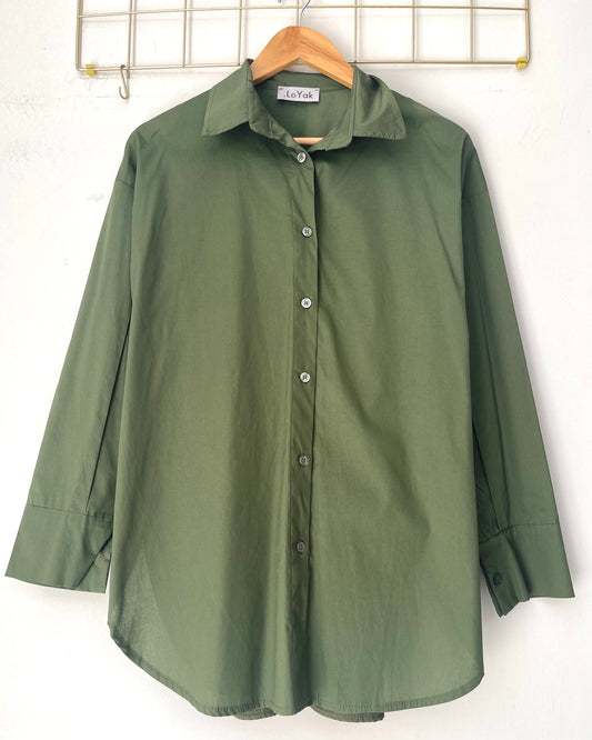 Πουκάμισο ποπλίνα BASIC LINE khaki