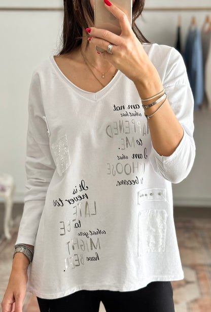 Μπλουζα βαμβάκι HAPPEN white