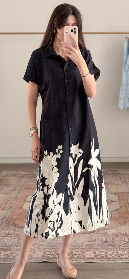 Φόρεμα ποπλίνα με σχέδιο LILIA navy blue