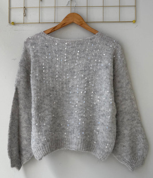 Μπλούζα πλεκτή με παγιετες SONIA grey